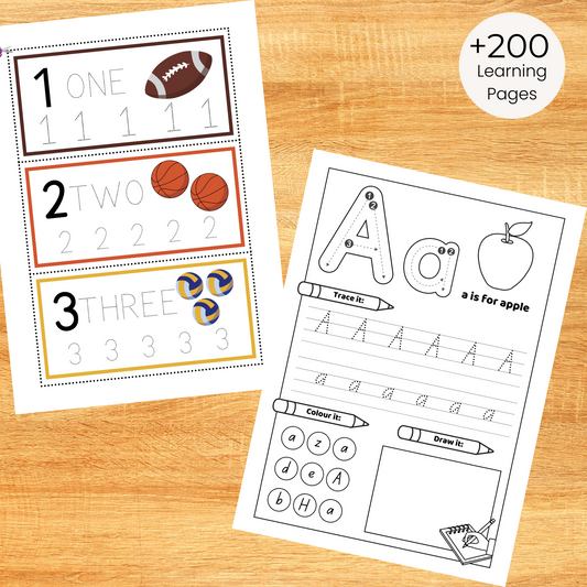 Alphabet & Number Worksheets for Kids (+200 Pages PDF Download)